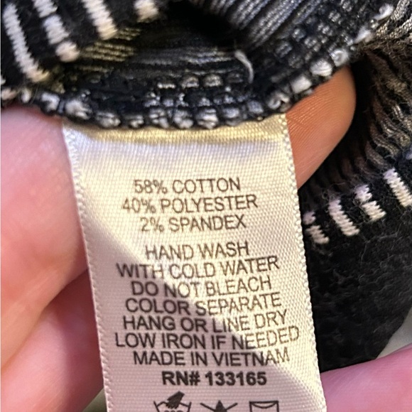 Romantic Black White Striped A-Line Dress Floral Detail & Peekaboo Cutout Size L - Picture 8 of 8